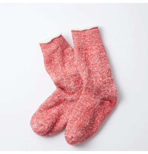 Red Double Faced Crew Comfy Socks