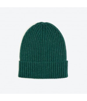 Miss Pompom Green Wool-Ribbed Beanie