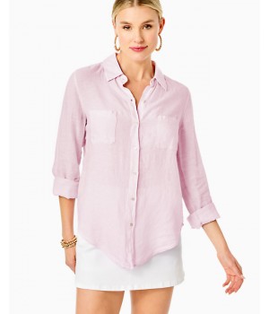 Sea View Linen Button Down Top