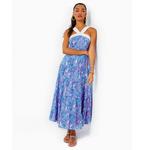 Jenette Cotton Halter Maxi Dress