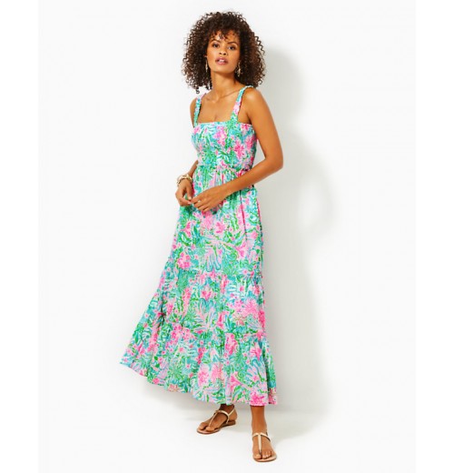 Hadly Smocked Cotton Maxi Dress