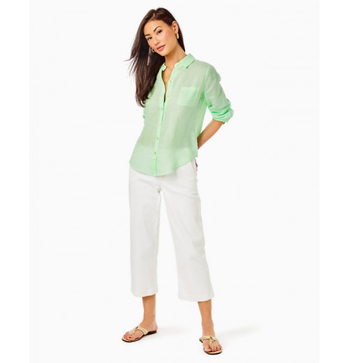 Sea View Linen Button Down Top